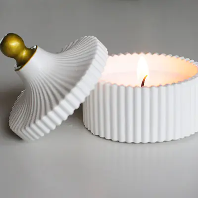 Ribbed Trinket bowl /candle holder primary image