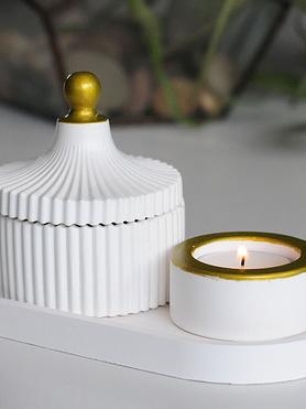 Ribbed Trinket & Tealight Trio Set Description