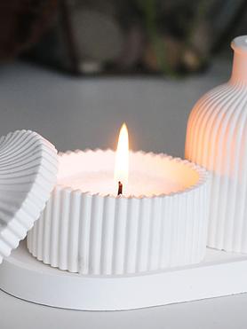 Ribbed Vase, Ribbed bowl candle holder and oval tray
