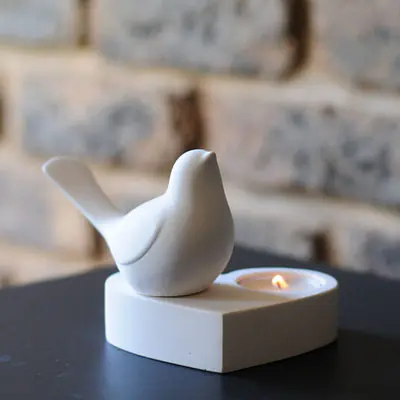 Heart T-light candle Holder and Bird primary image