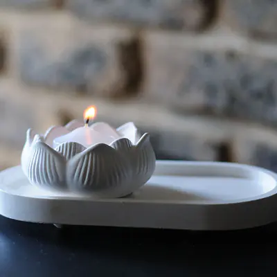 Lotus Candle Holder and Oval Tray primary image