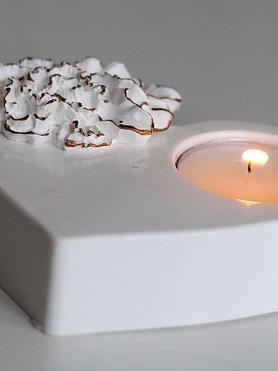 Heart T-light candle Holder and Aroma Stone with golden line