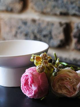 Footed candle bowl on stand