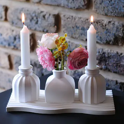 Three Vase Set on Ribbed tray primary image